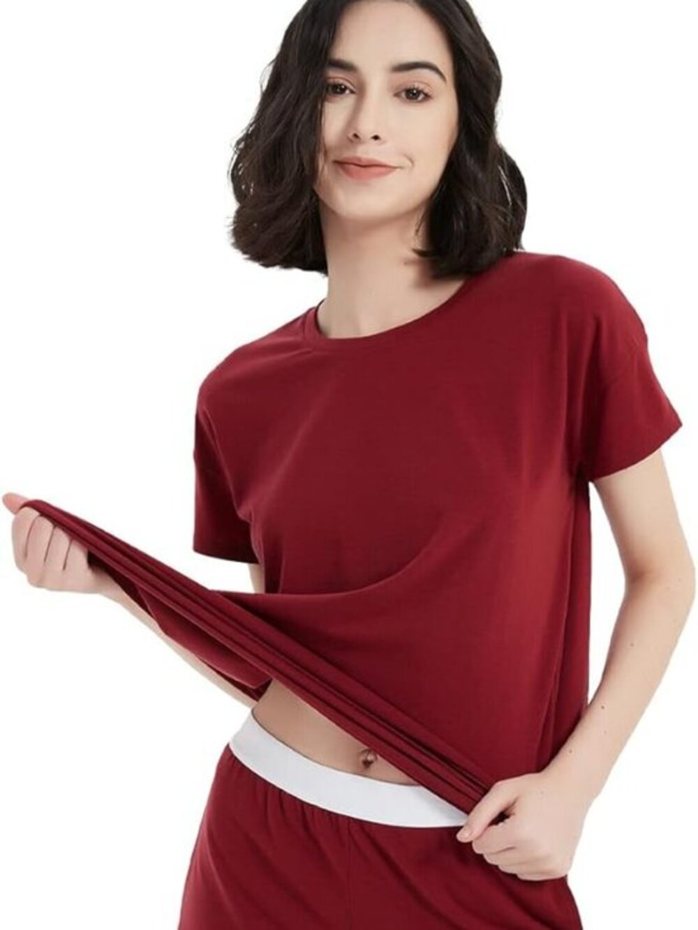 Metarino Australian Merino Wool Blend Lounge/Sleep Tee Short Sleeve XL Red